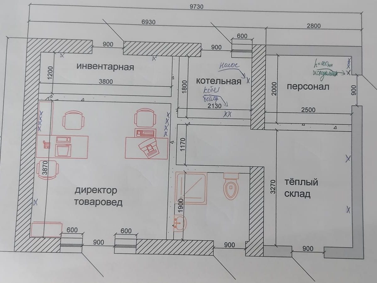 План электроточек коммерческого помещения
